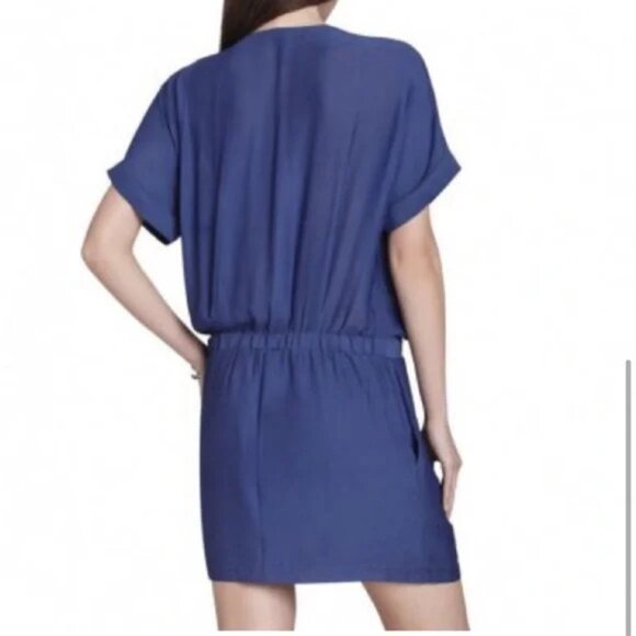 BCBGMAXAZRIA Short Sleeve Dress Blue Size 8 - Picture 3 of 16